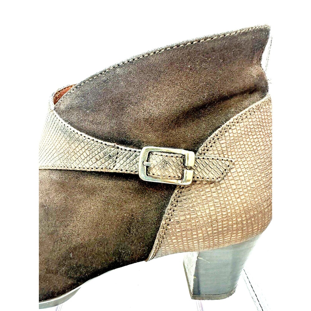 Hispanitas Booties Women's 39 Us 8.5 Brown Leather Suede Zip 2.5 Heel Ankle Boot - Picture 6 of 11